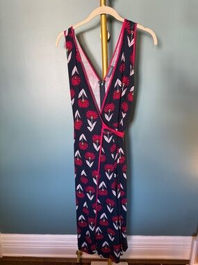 ModCloth Navy Floral Wrap Jumpsuit